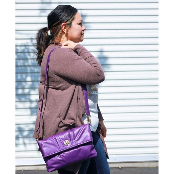 COPY - NWT Tory Burch Oversized Clutch Foldover Crossbody Bag Jewel Purple - Picture 2 of 11